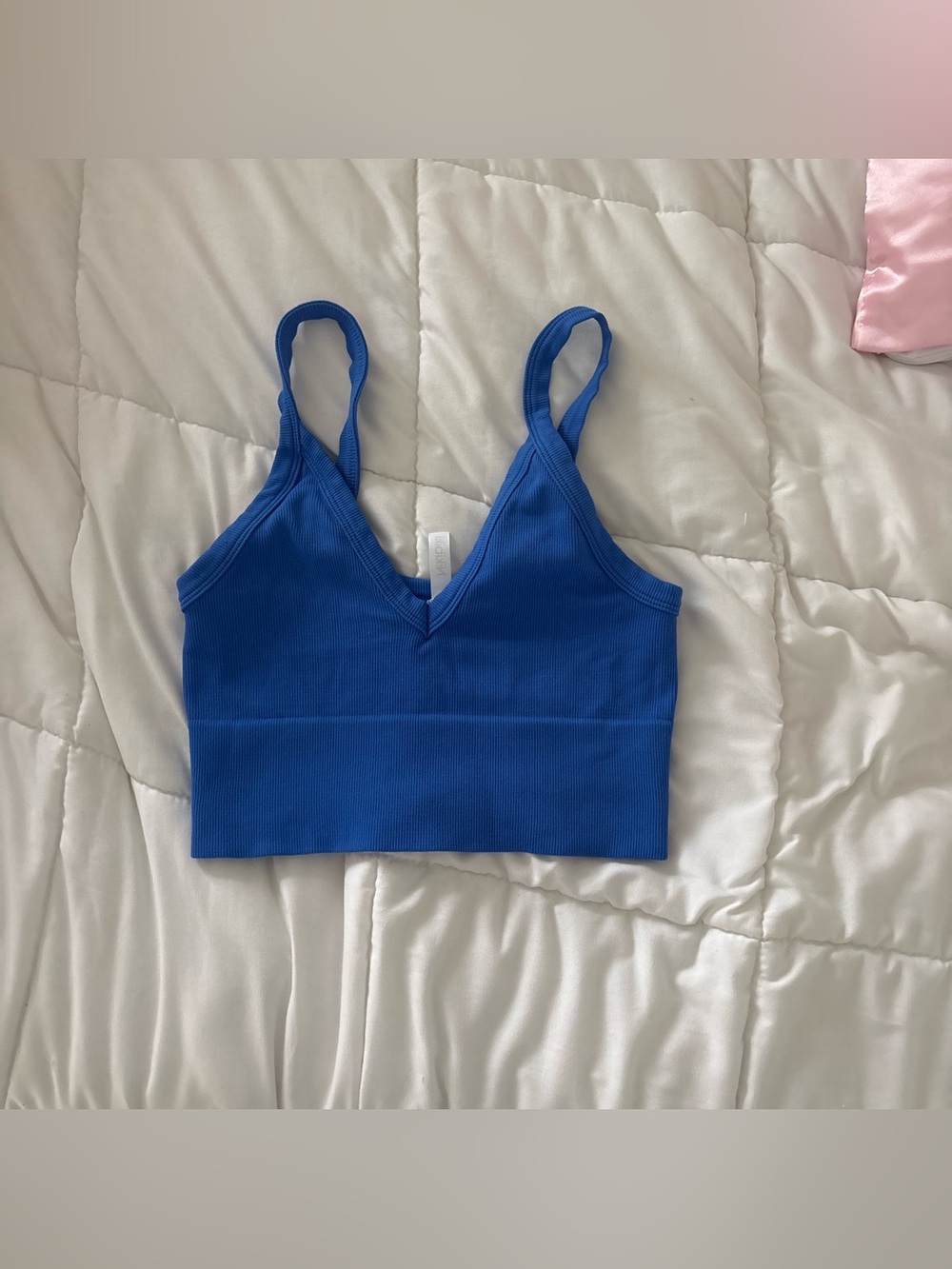 Nikibiki Bright Blue Ribbed V-Neck Crop Tank